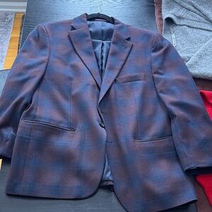 Tommy Hilfiger Navy and Chestnut Plaid Blazer